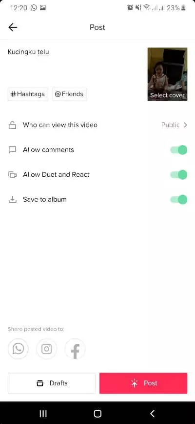 post tiktok